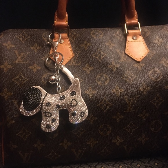 Purse Bling DOG charm black silver clip on bag  Very sparkly!! - Picture 4 of 6